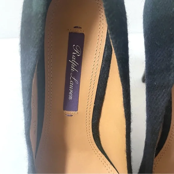 NEW Ralph Lauren Celia Purple Label Black Watch Tartan Stiletto Pumps Size 7 Heels